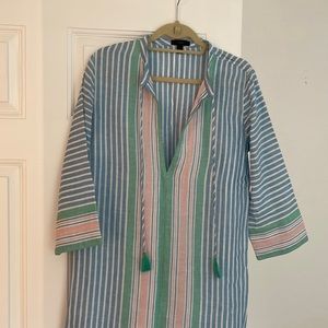 J crew midi kaftan in blue stripe cotton